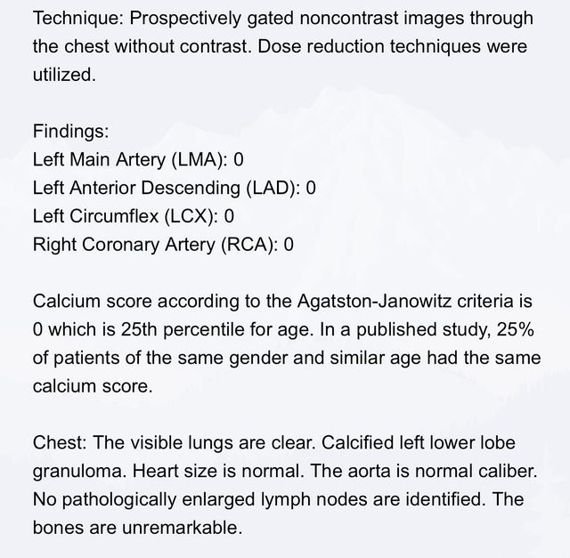 My personal cardiac ct scan score